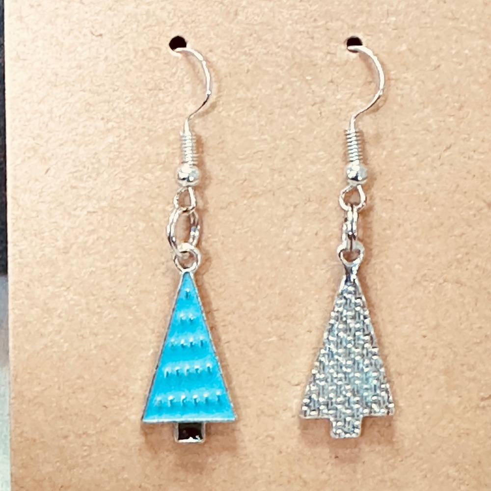 Handcrafted Enamel Dangle Earrings Christmas Tree… - image 6